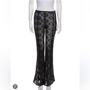 Ganni Black Lace Flare Pants (sheer)